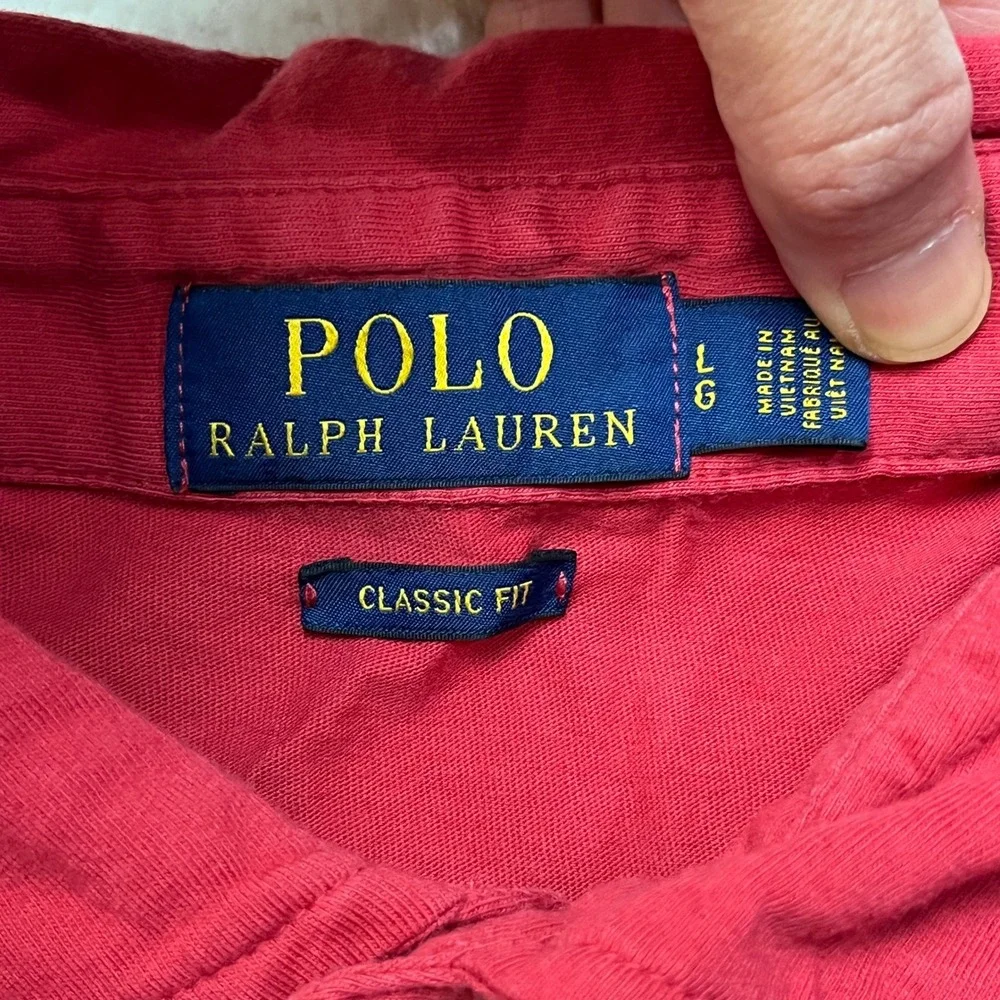 Polo Ralph Lauren Polo Shirt Mens Large Red Classic Fit Pocket Short Sleeve 6581